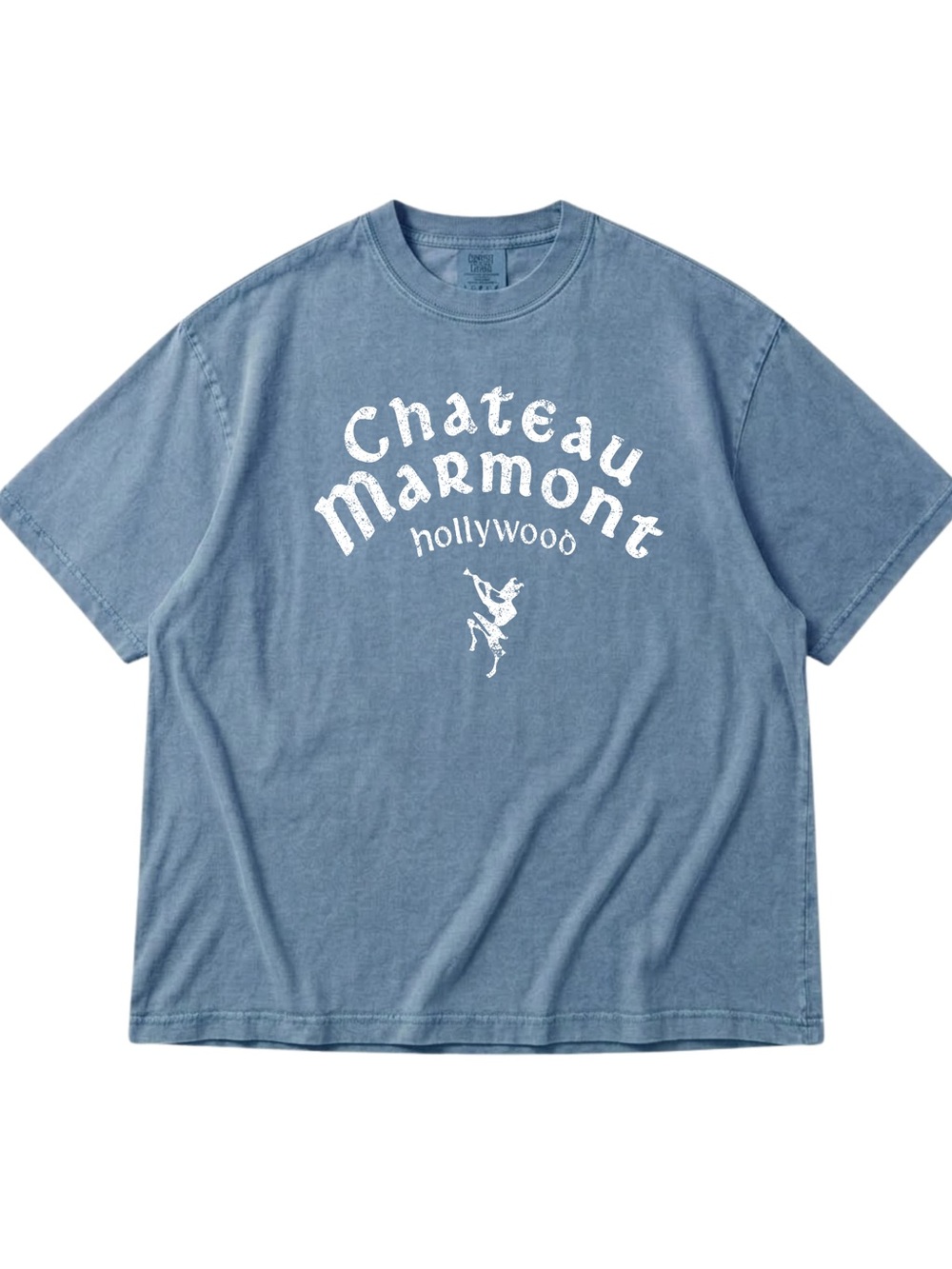 Comfort Colors Dusty Blue Jean Chateau Marmont Graphic Tee